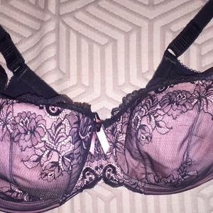 Elomi Anushka Padded Half Cup balconette Bra pink and black romance colorway 34G